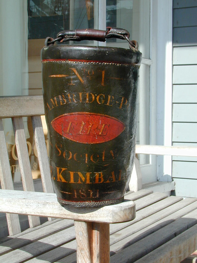 A Fine Early American Fire Bucket Inscribed Cambridgeport 1811
